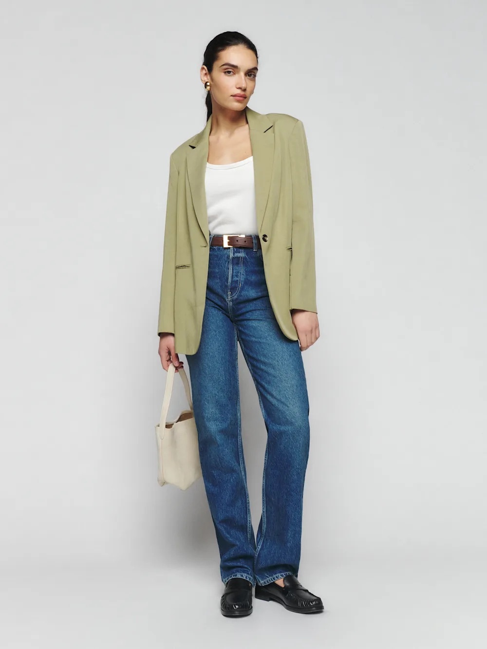 Reformation Classic Relaxed Blazer S Olive Oil - Picture 2 of 11